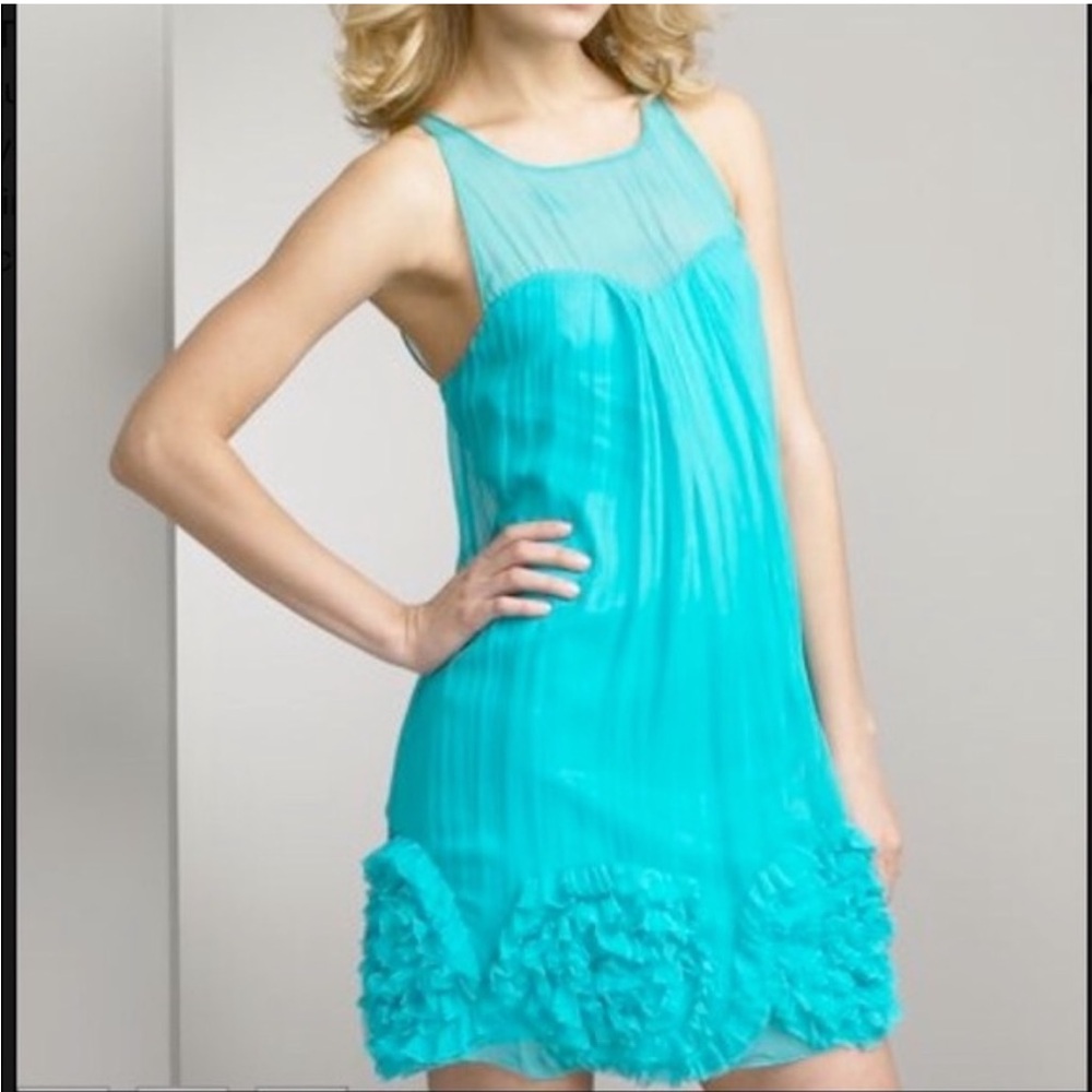 Rebecca Taylor sleeveless turquoise blue silk dress, size 2